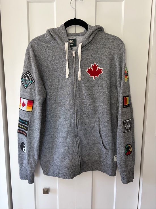 Roots Other - Roots Grey Zip-Up Hoodie with Canadian Maple Patch